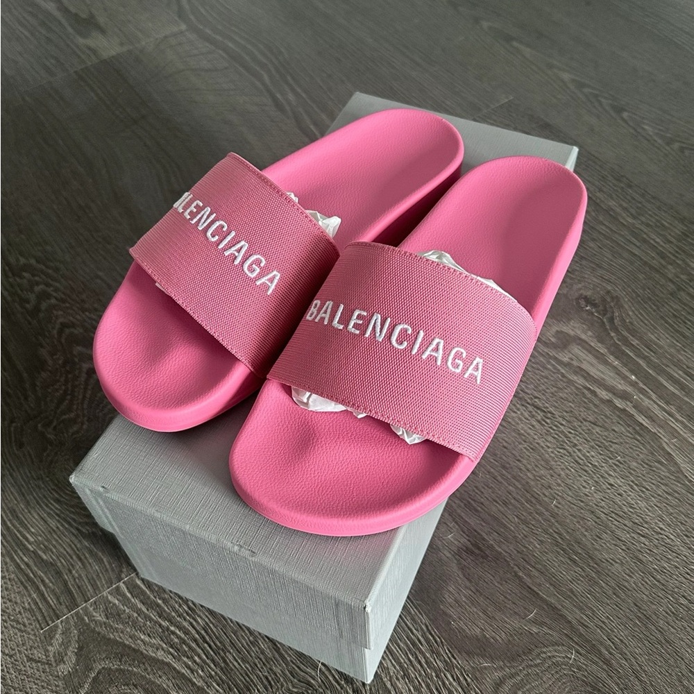 Balenciaga Vibrant Pink Slide Sandals